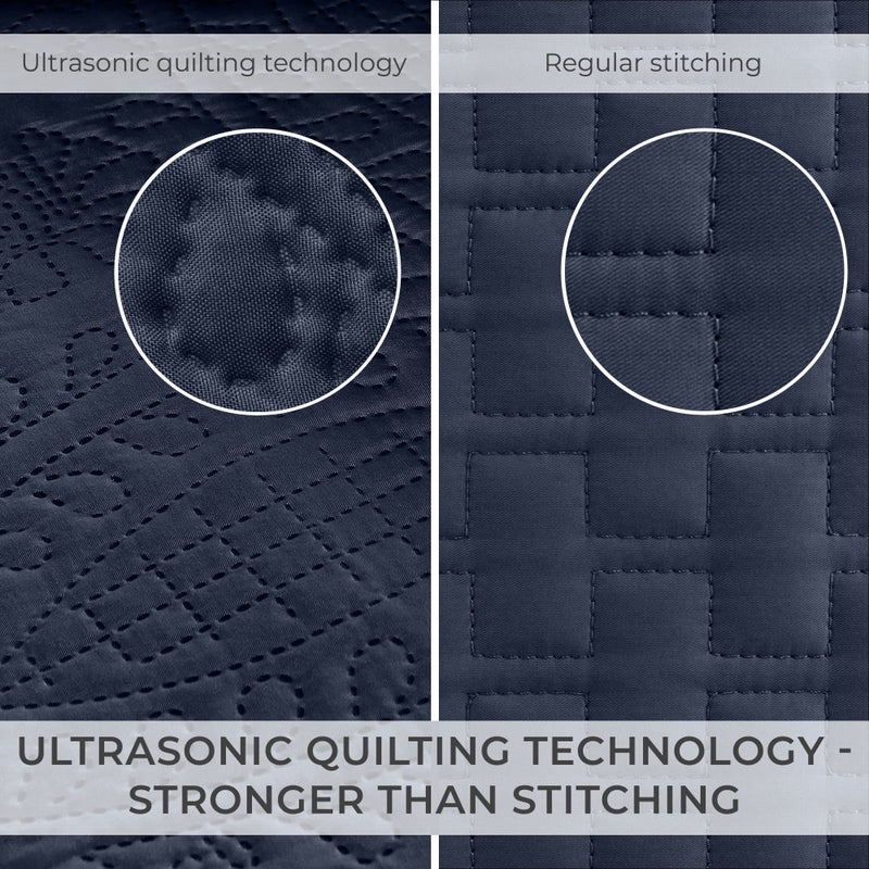 Mellanni King Bedspread Coverlet Set - Bedding Cover with Shams - Ultrasonic Quilting Technology - 3 Piece Oversized Quilt Set - Bedspreads & Coverlets (King, Navy) - Image 2